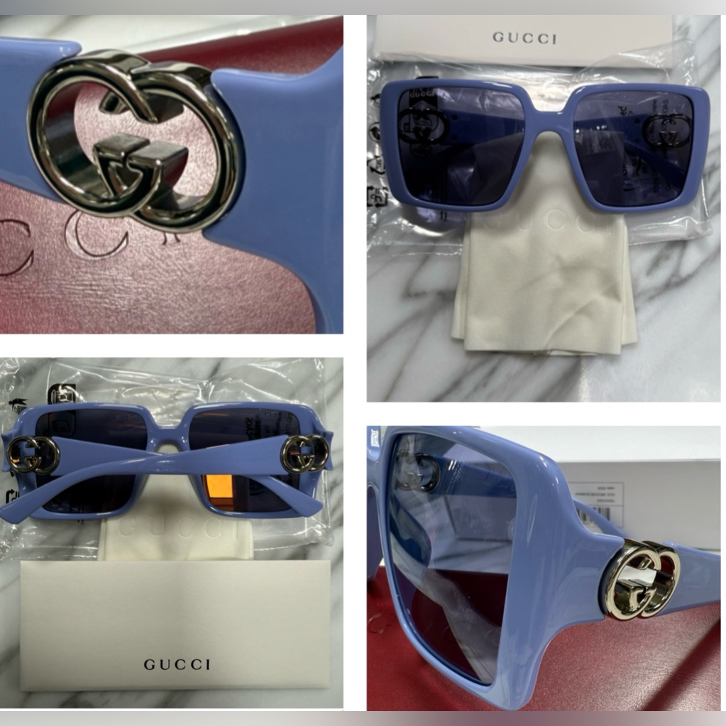 Gucci Shiny Violet Square Sunglasses With Mirror Lenses